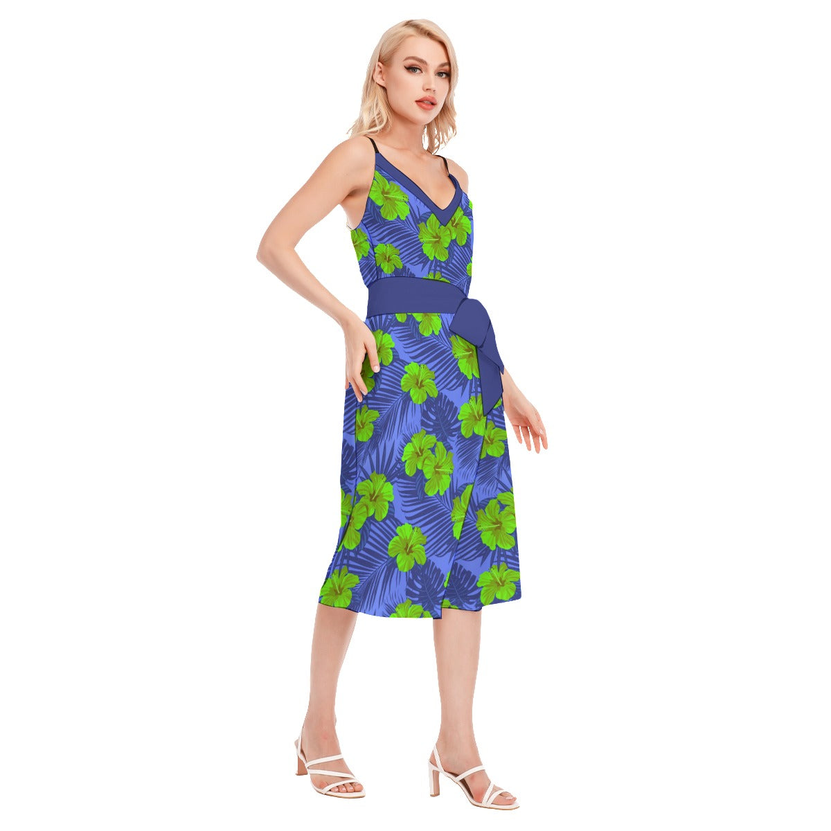 Her Tropical Women's V-neck Cami Dress With Waist Band