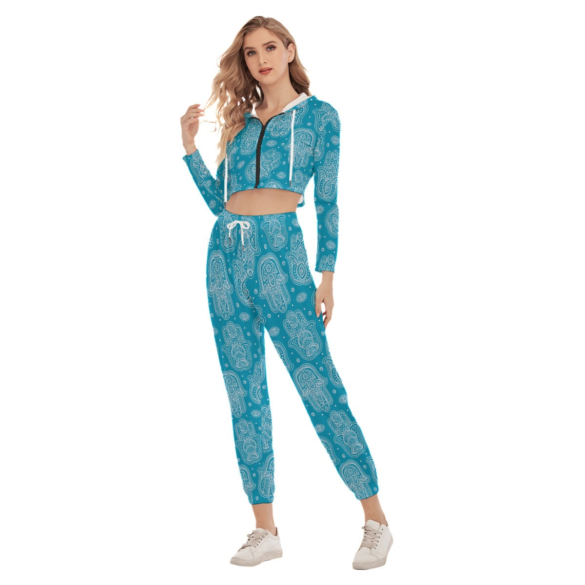 Indian Hamsa Women's Crop Hoodie Sports Sets