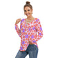 Tropical Flowers Women's Long Sleeve Neckline Tie Sweatshirt