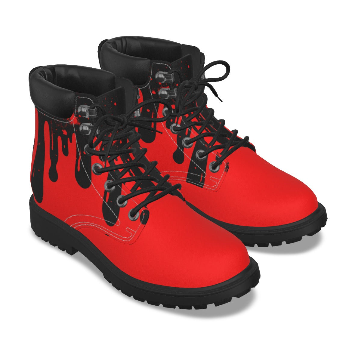 Drippy Black & Red Men's Short Boots