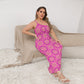 Abstract Flowers Women's Oblique-Shoulder Exposure Dress With Side Split (Plus Size)