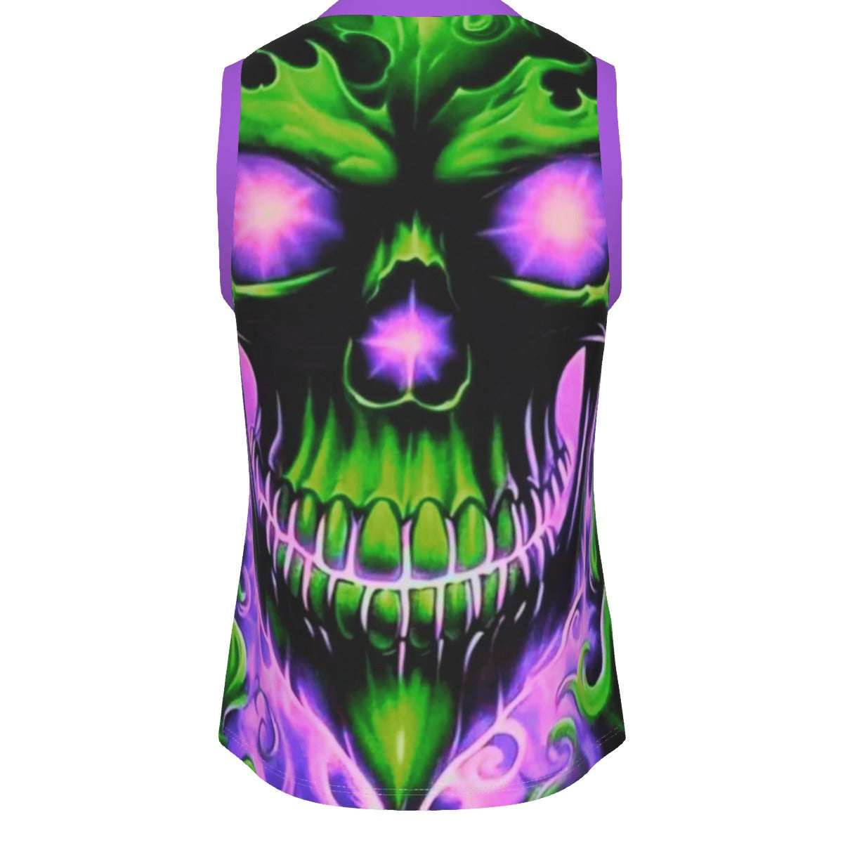 Men's Flaming Skull V Neck Basketball Top