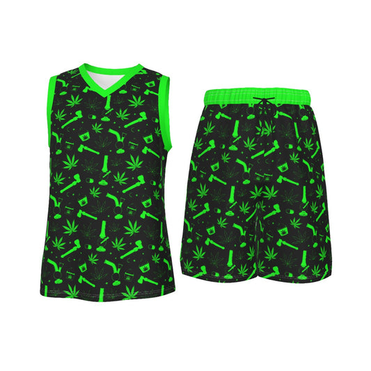 Stoners Only Toak Up Men's V Neck Basketball Suit