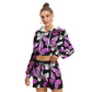 Purple & White Butterflies Women's Micro Fleece Hoodie And Shorts Set