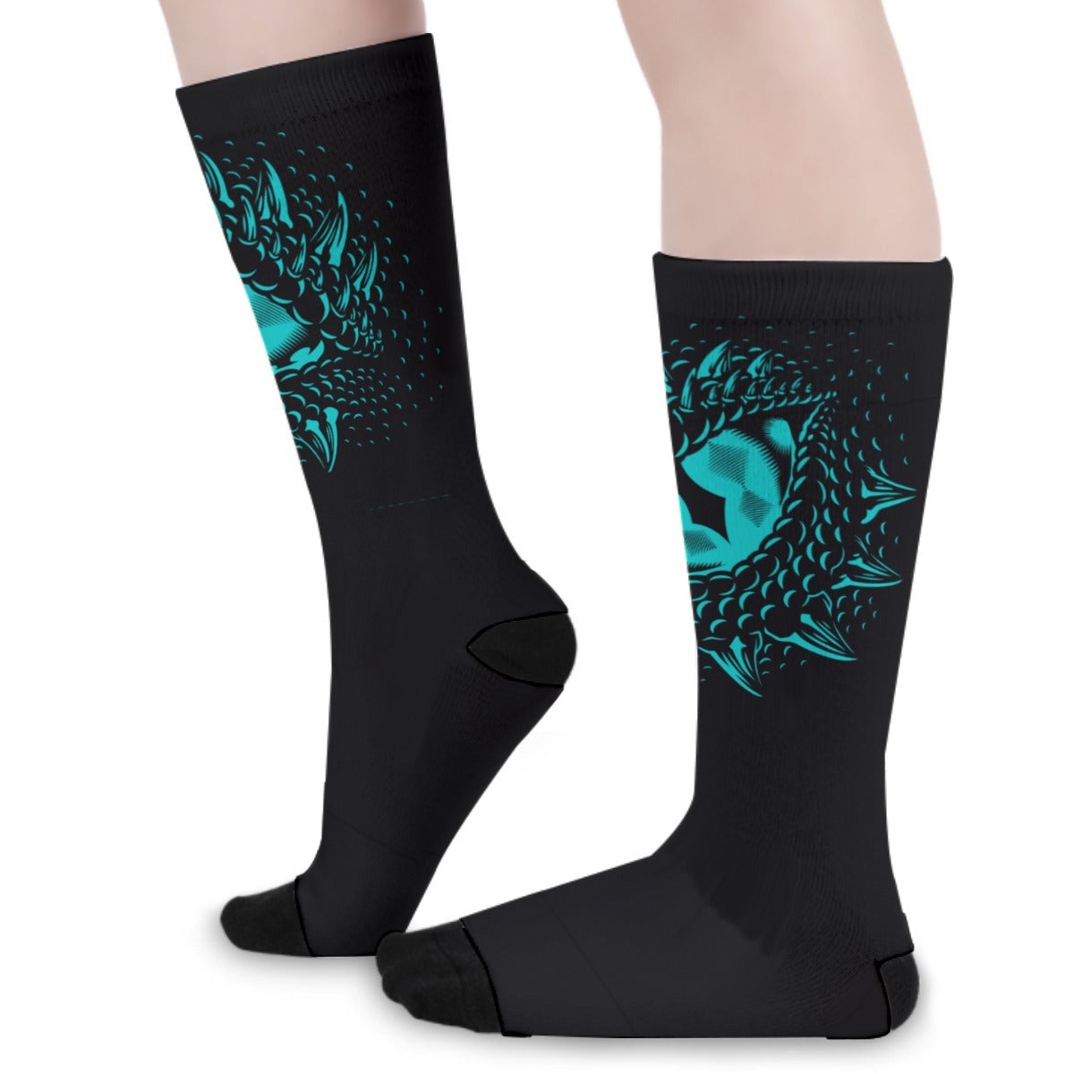 Teal & Black Dragons Eyes Long Socks