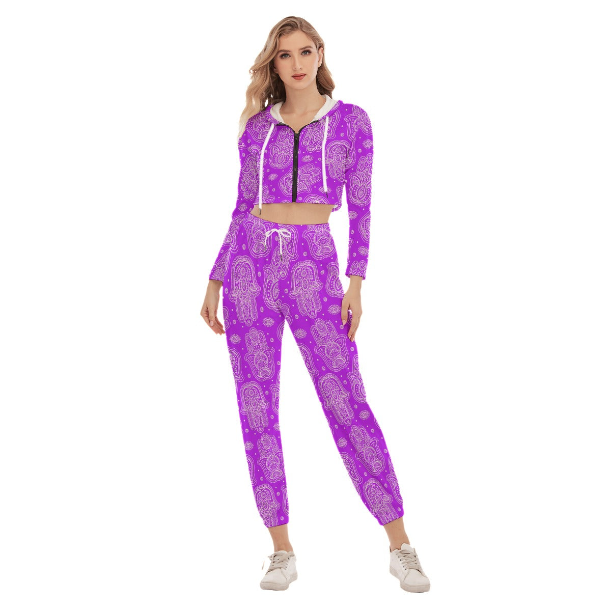 Indian Hamsa Women's Crop Hoodie Sports Sets