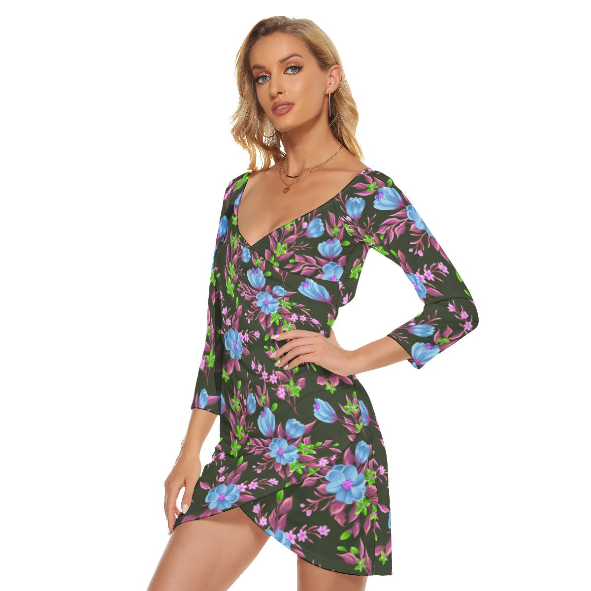 Garden Flowers Women's Off-shoulder Long Sleeve Dress