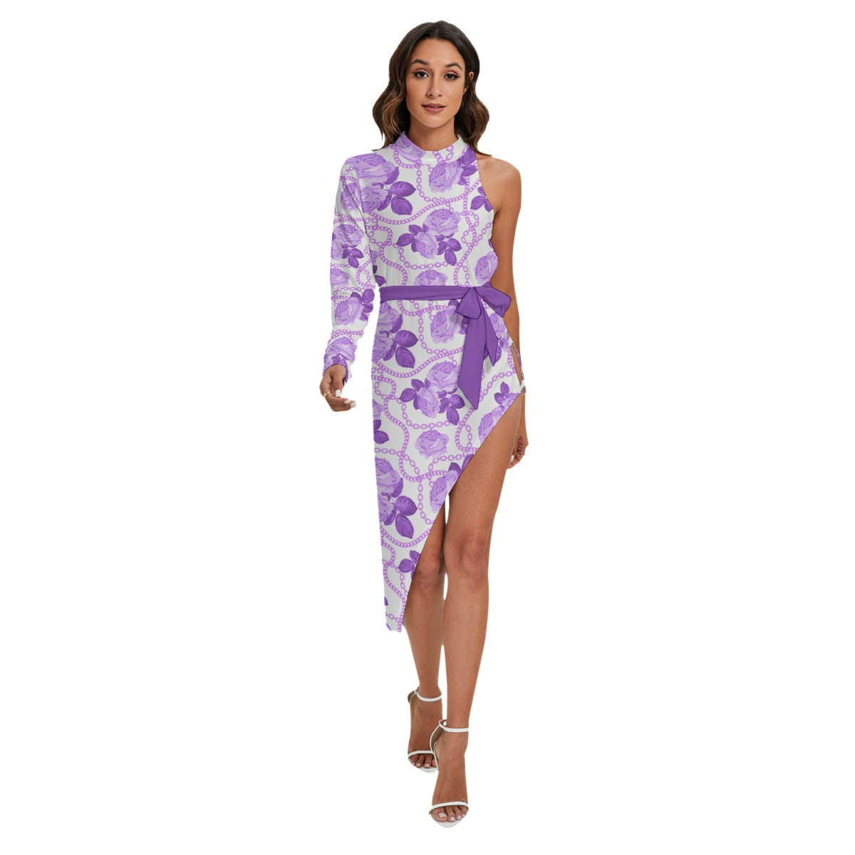 Purple Chains & Roses Women's Side Cutout Dres