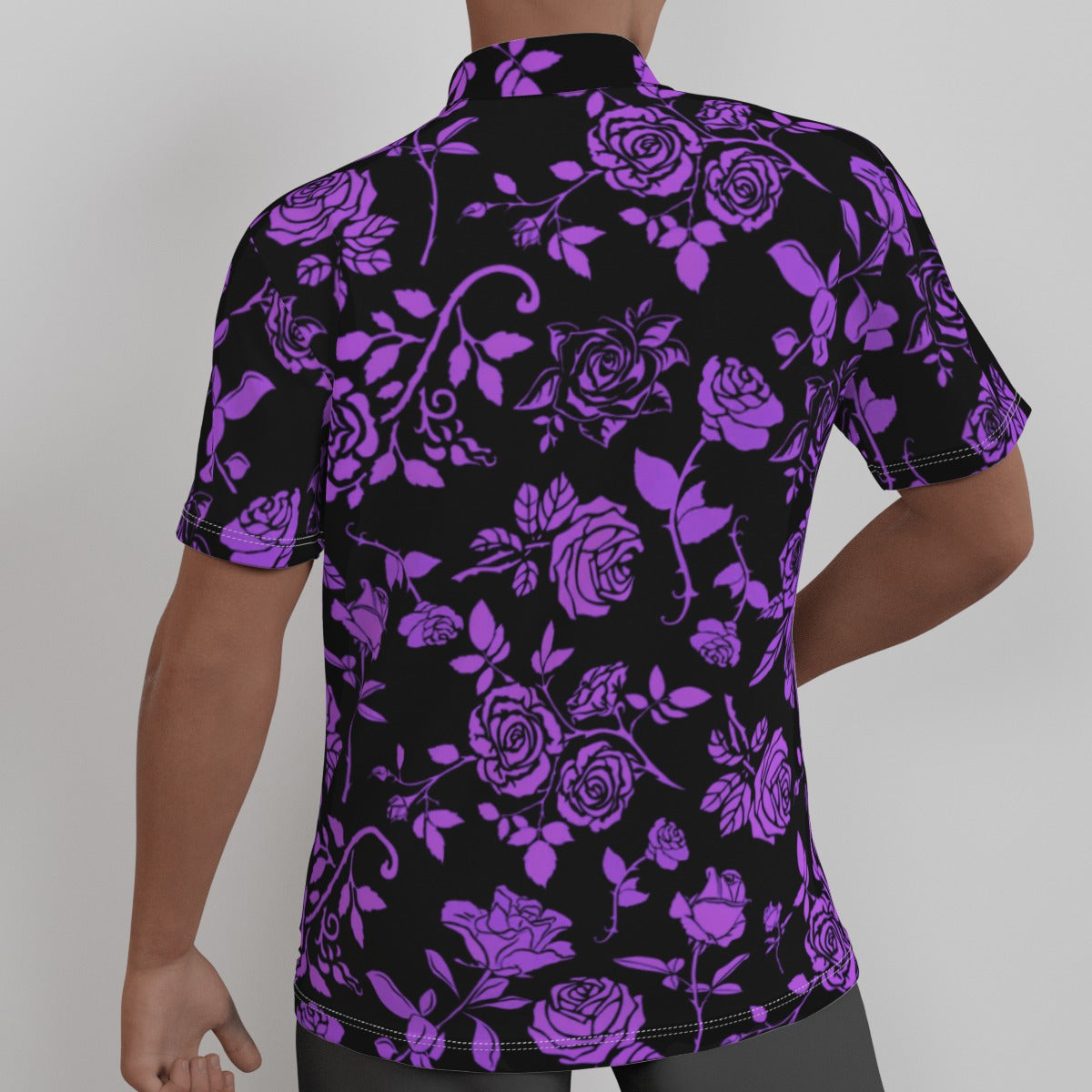 Purple & Black Roses Men's Button Up