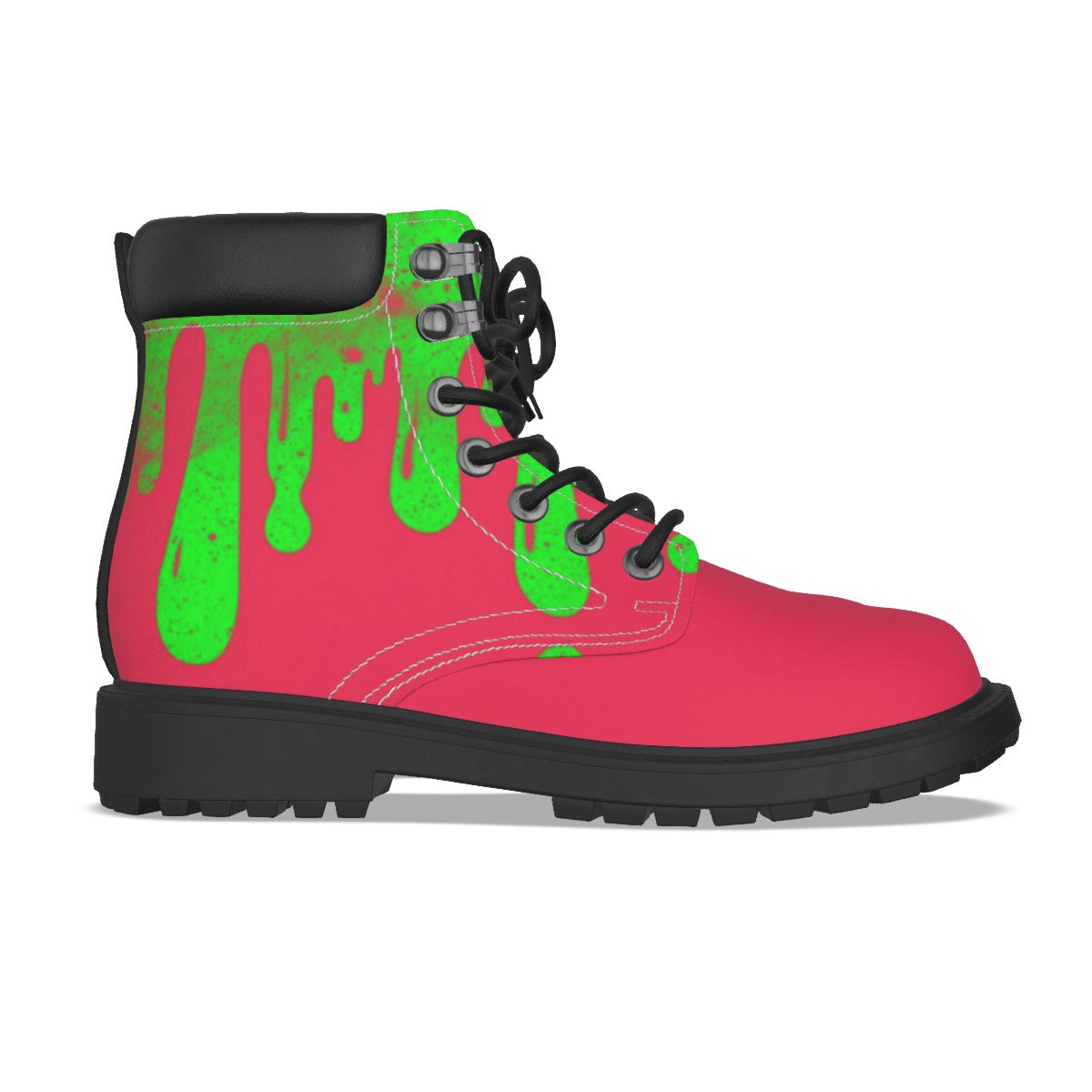 Drippy Green & Pink Men's Short Boots