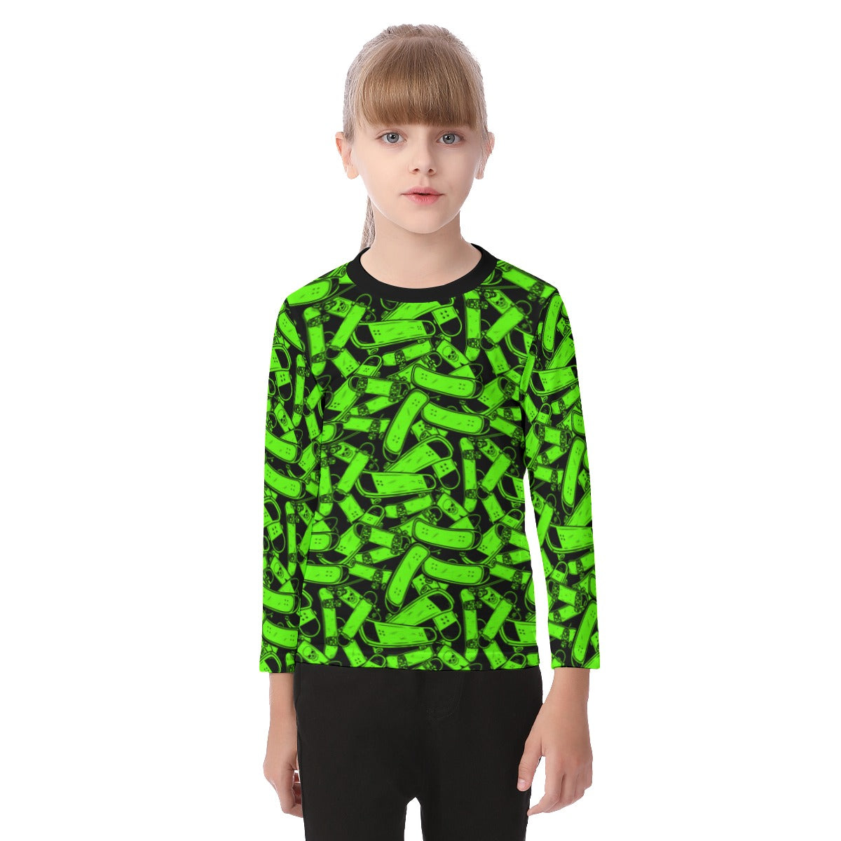 Kid's Skateboard O-neck Long Sleeve T-shirt