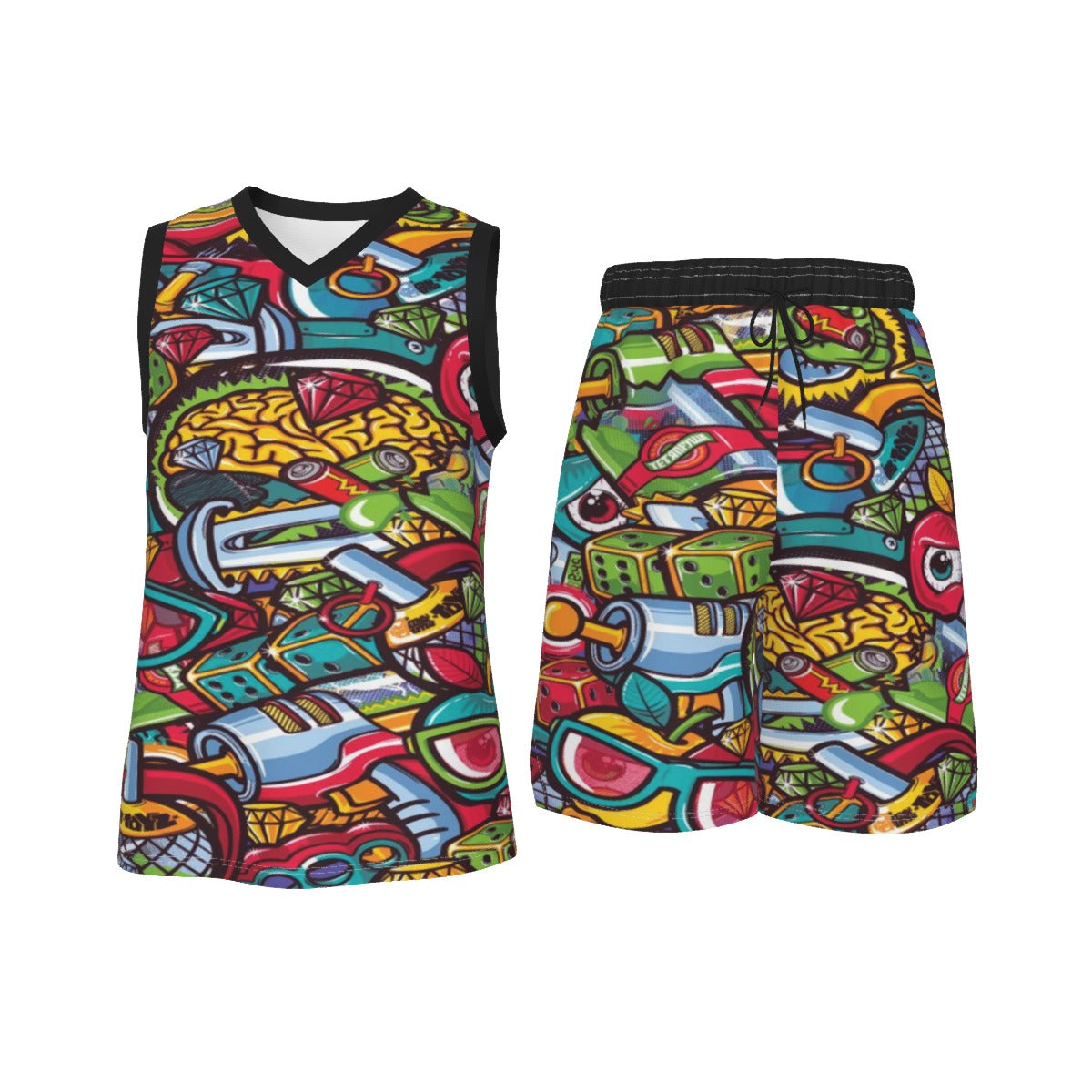 Get Trippy Men's V Neck Basketball Suit