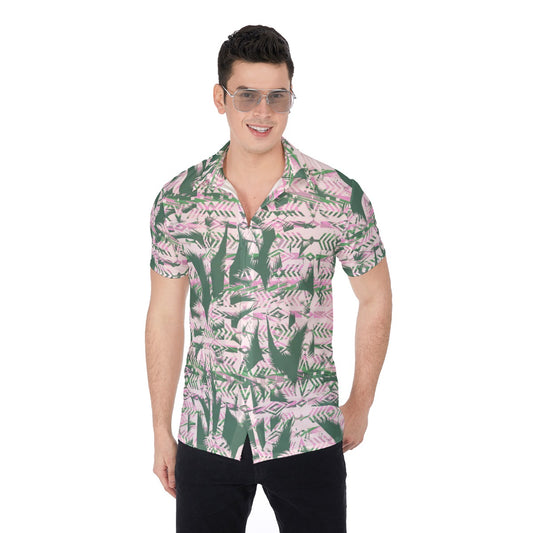 Ethnic Tribal Palm Trees Men's Button Up