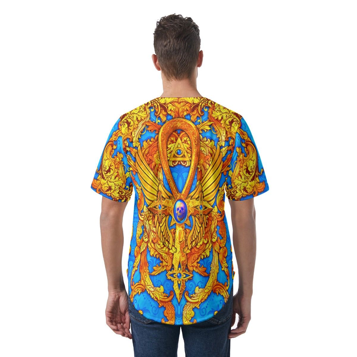 Men's Egyptian Ankh Short Sleeve Baseball Jersey