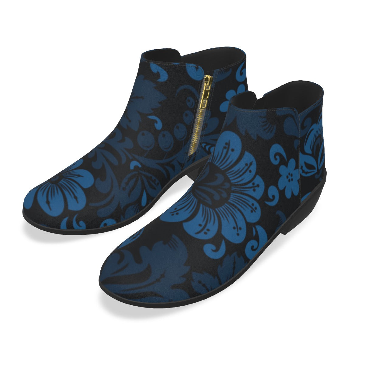 Blue Flowers Men's Fashion Boots