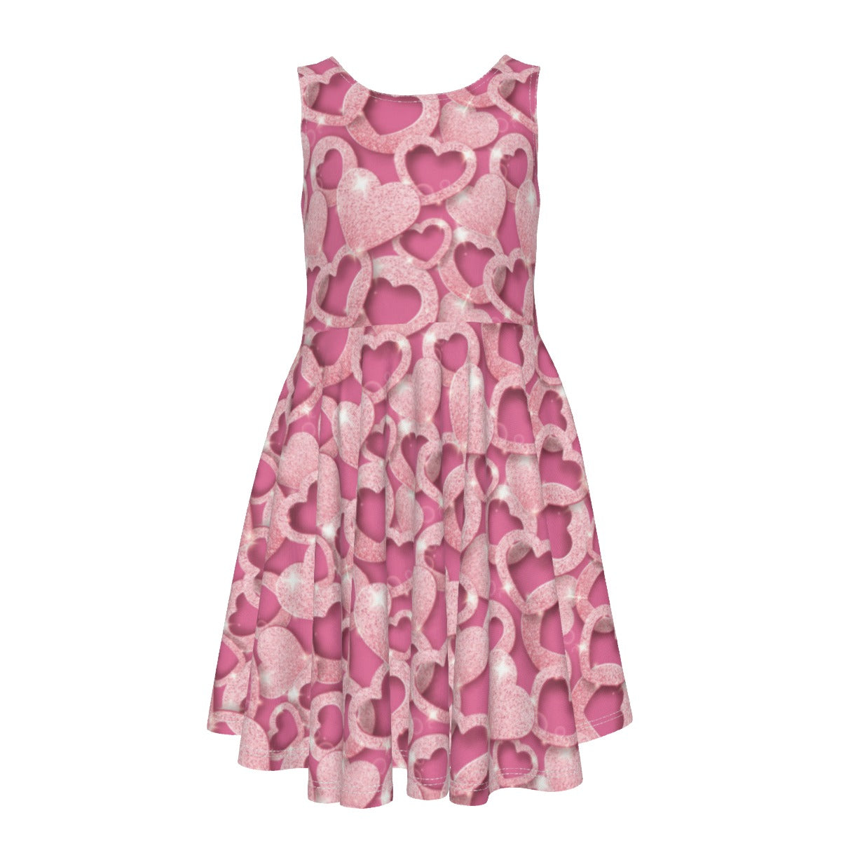 Lovely Pink Hearts Kid's Sleeveless Vest Dress