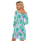 Garden Flowers Women's Off-shoulder Long Sleeve Dress
