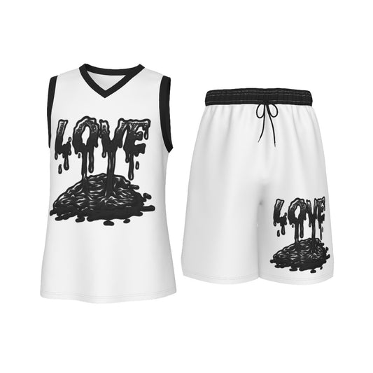 Dripping Love Men's V Neck Basketball Suit