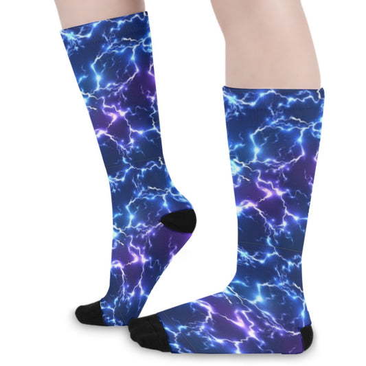 Blue Lightning Strike Long Socks