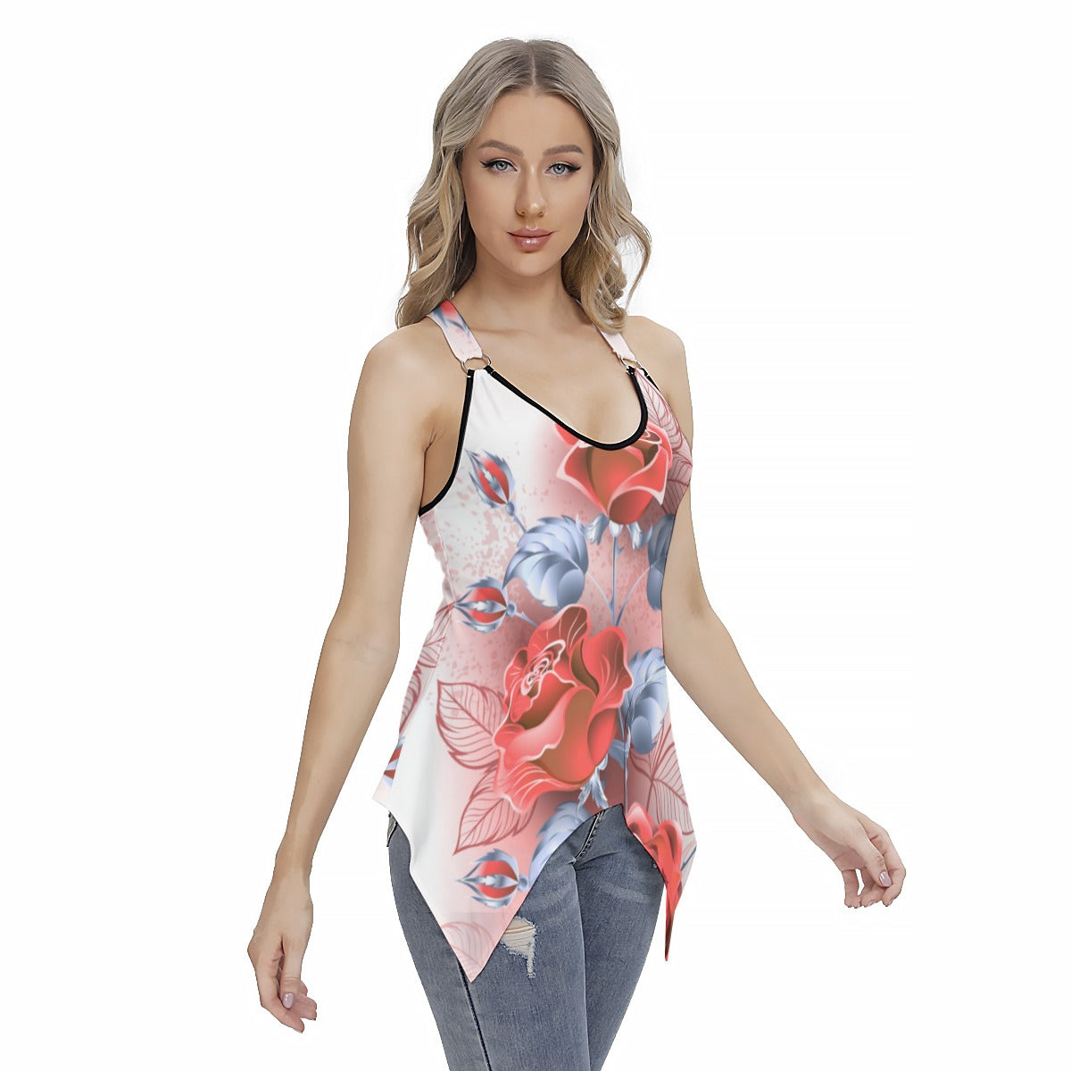 Red Roses Women's Skinny Sport Tank Top