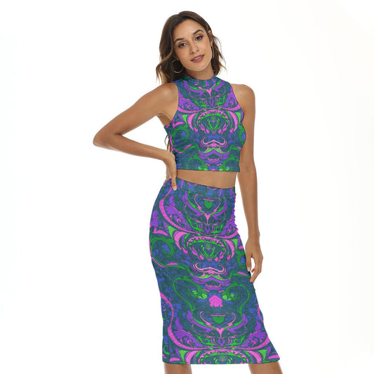 My Colorful Royal Women's Tank Top & Split High Skirt Set