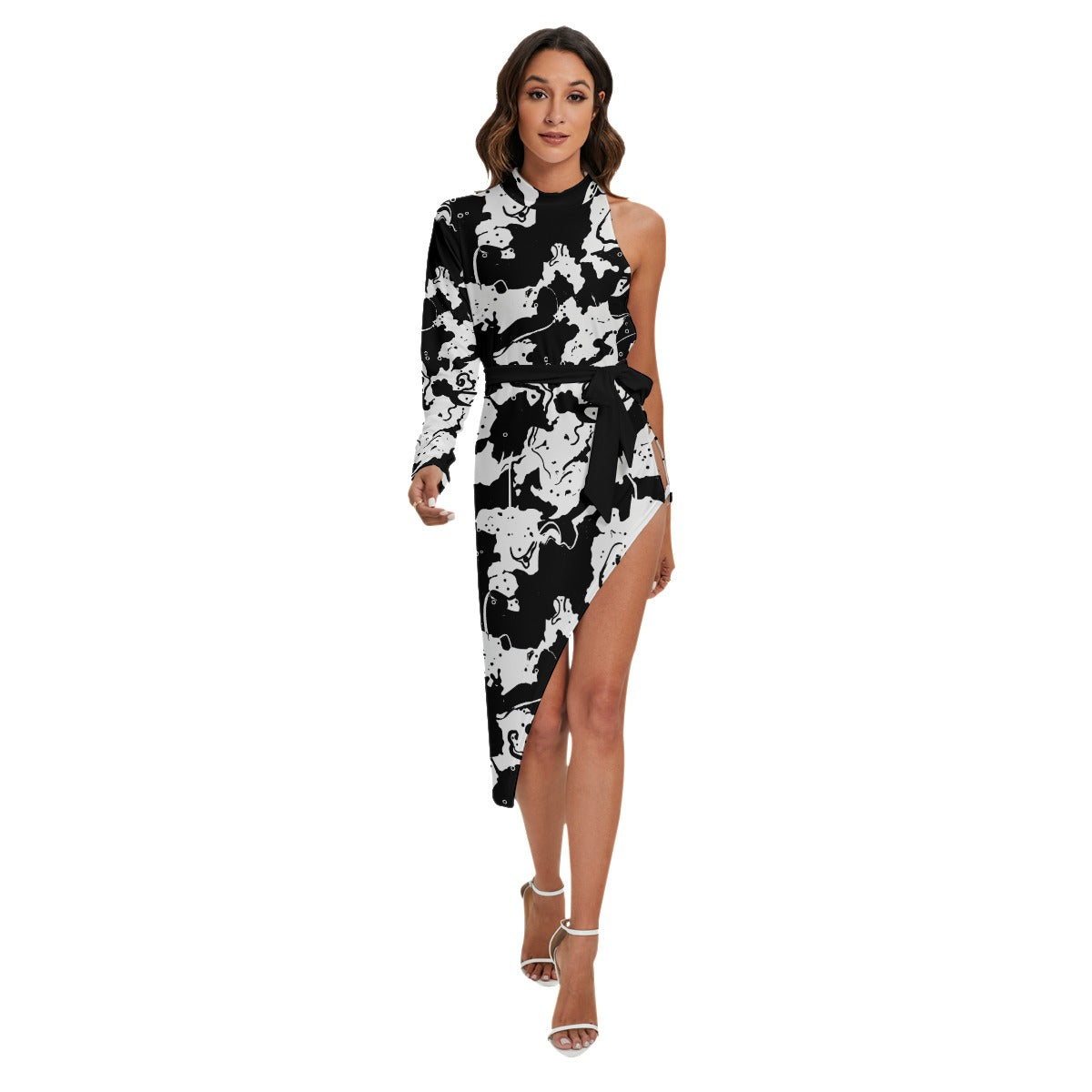 White & Black Women's Side Cutout Dress