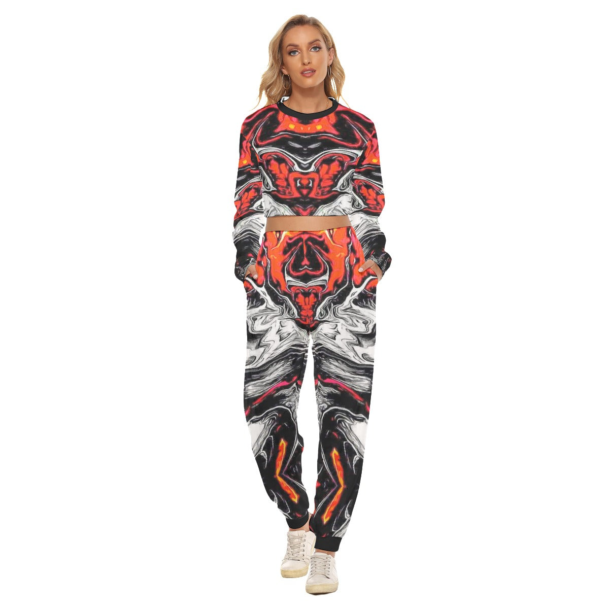 Trippy Vibes Women's Crop Sweatshirt Suit