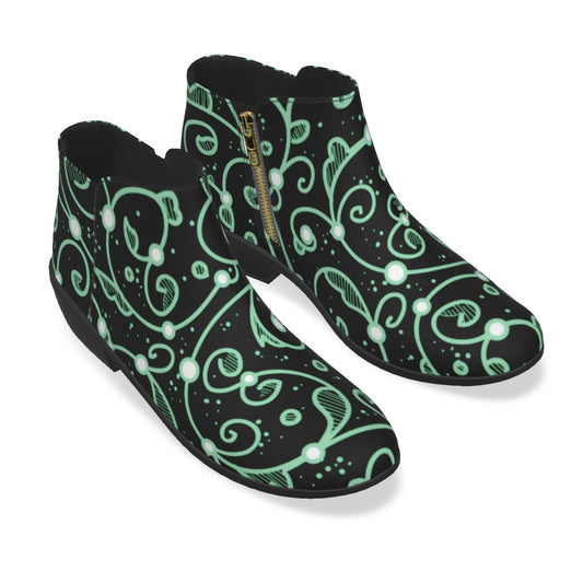 Black & Teal Swirls Men's Fashion Boots