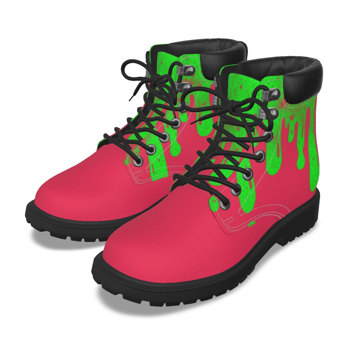 Drippy Green & Pink Men's Short Boots