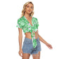 Green & Pink Swirls Women's Bandage Crop Top
