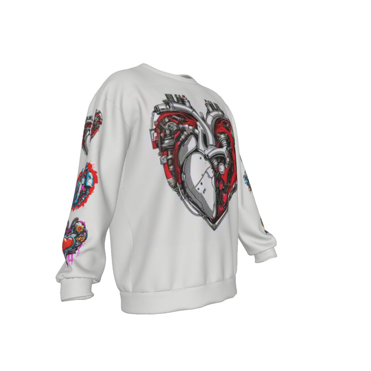 Bionic Hearts Men's Drop Shoulder Round Neck Long-Sleeved Sweatshirt