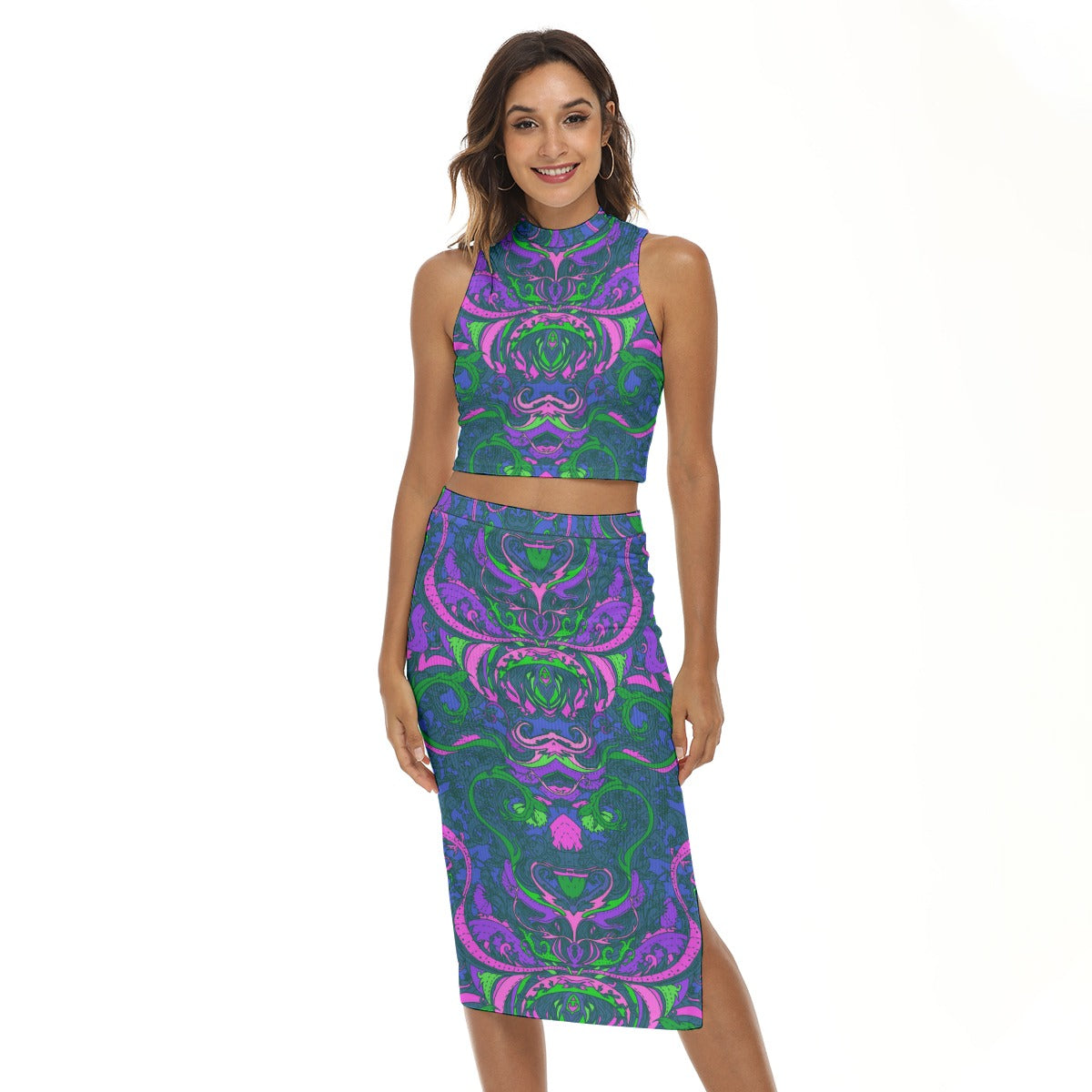 My Colorful Royal Women's Tank Top & Split High Skirt Set