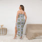 Abstract Flowers Women's Oblique-Shoulder Exposure Dress With Side Split (Plus Size)
