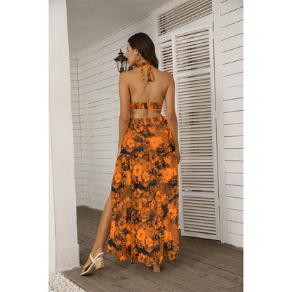 Hawaiian Tropical Tie Back Wrap Dress