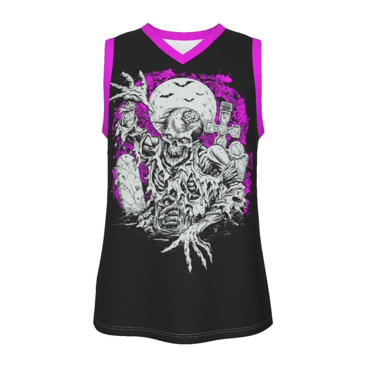 Zombie Rising From Grave Men's V Neck Basketball Top