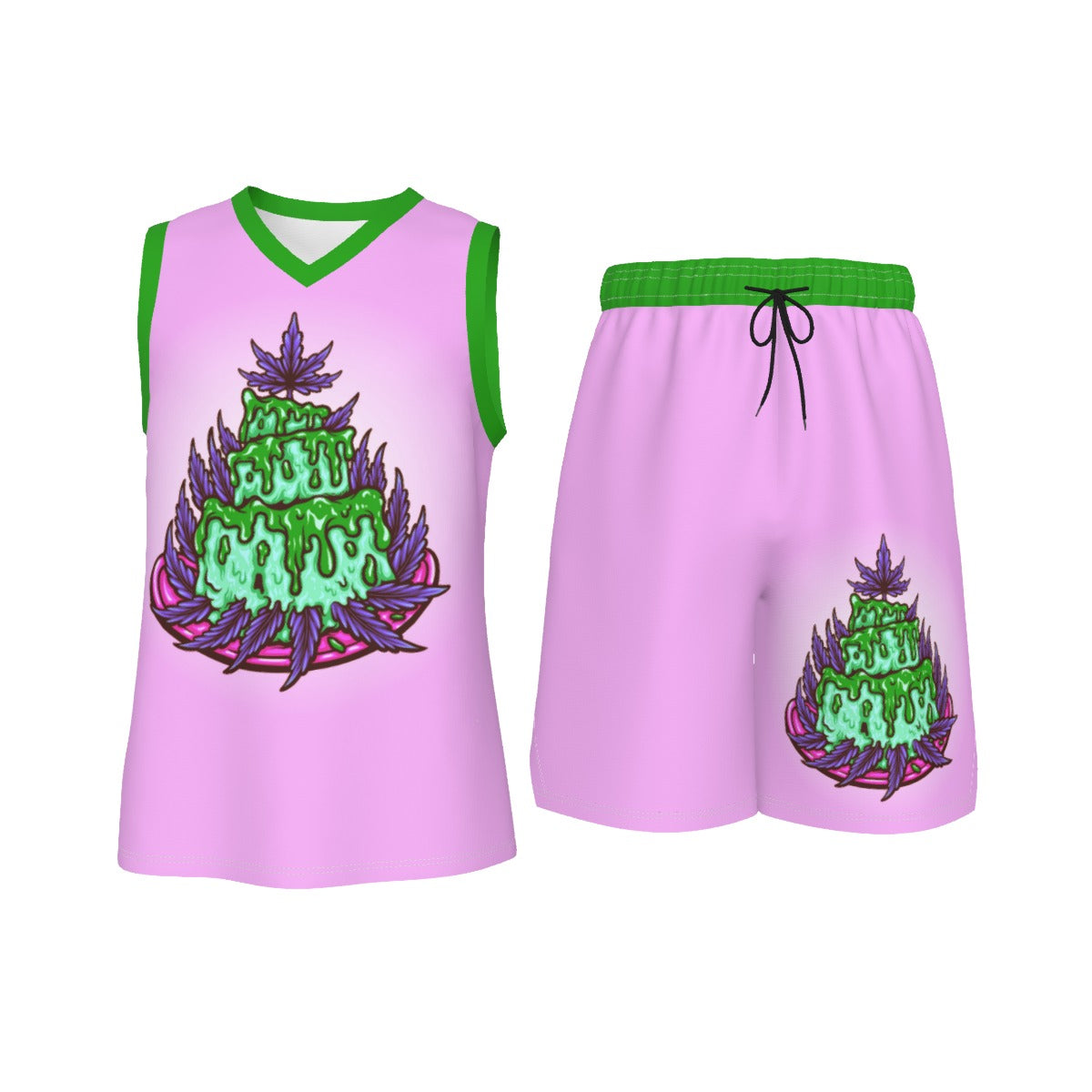 Stoners Only Birthday Cake Men's V Neck Basketball Suit