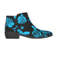 Teal & Black Roses Men's Fashion Boots