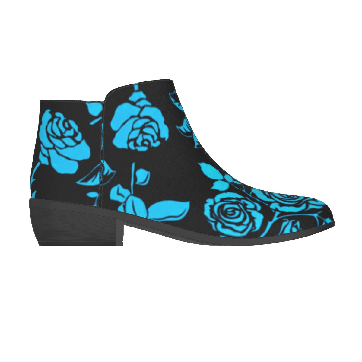 Teal & Black Roses Men's Fashion Boots