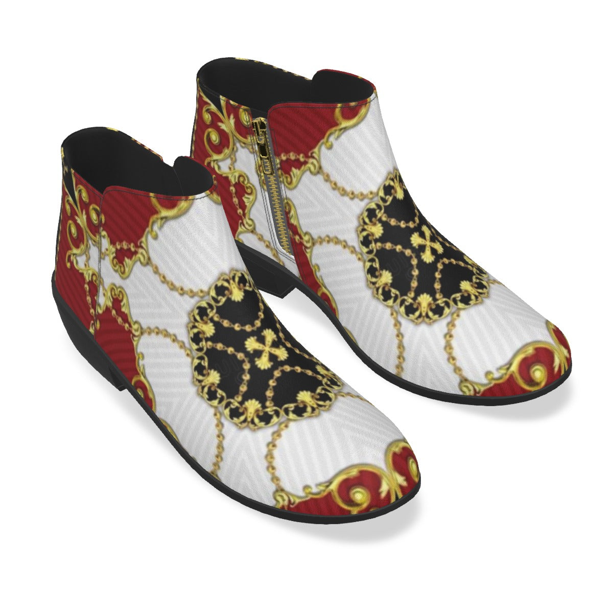 Red, White, Black & Gold I am King Men's Fashion Boots