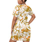 Orange Tropical Flowers Women’s Stacked Hem Dress With Short Sleeve （Plus Size）