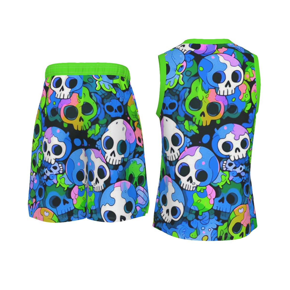 Men's Skull Gang V Neck Basketball Suit