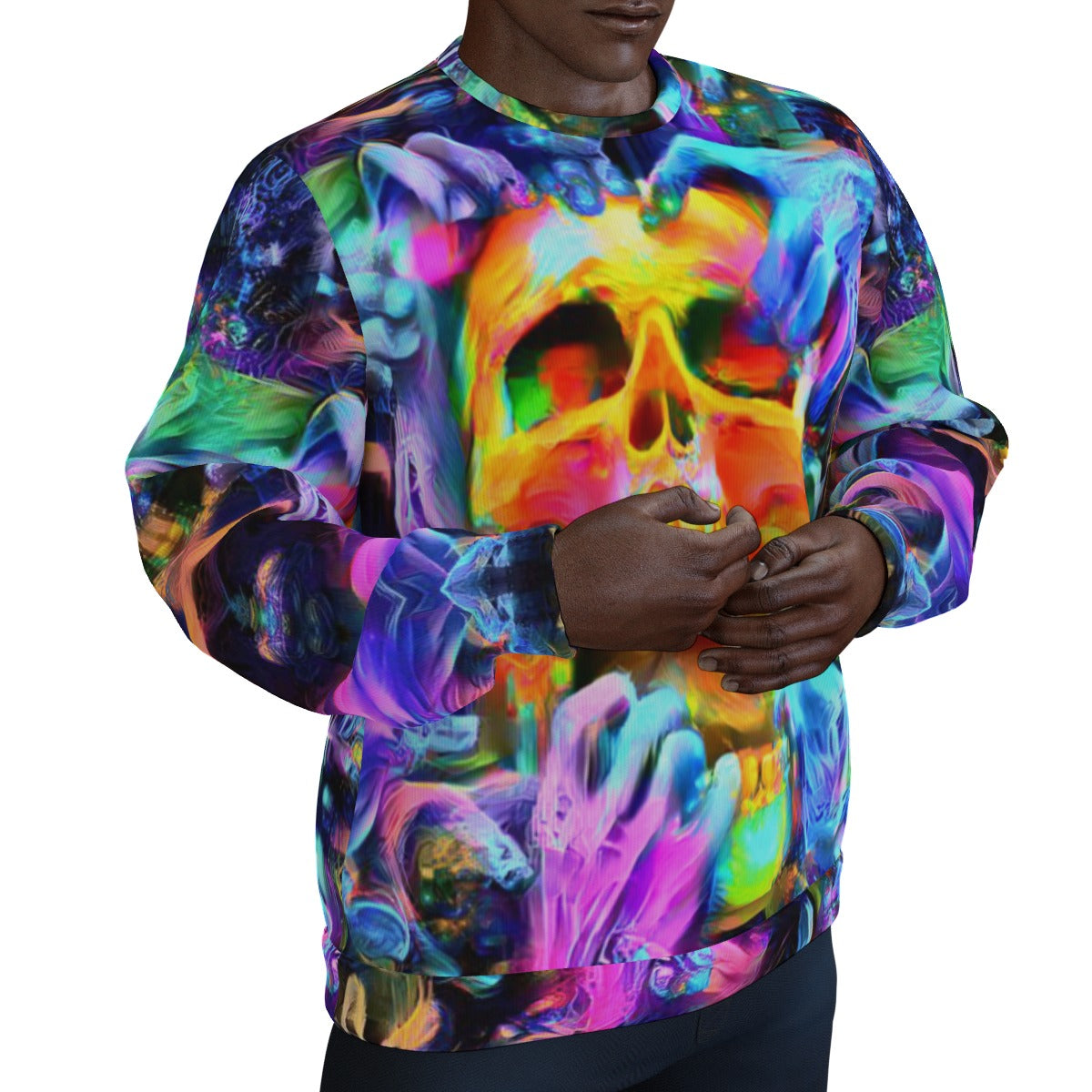 Men's Trippy Skulls Thicken Sweater