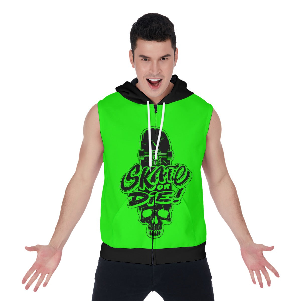 Skate Or Die Men's Zip-up Sleeveless Hoodie