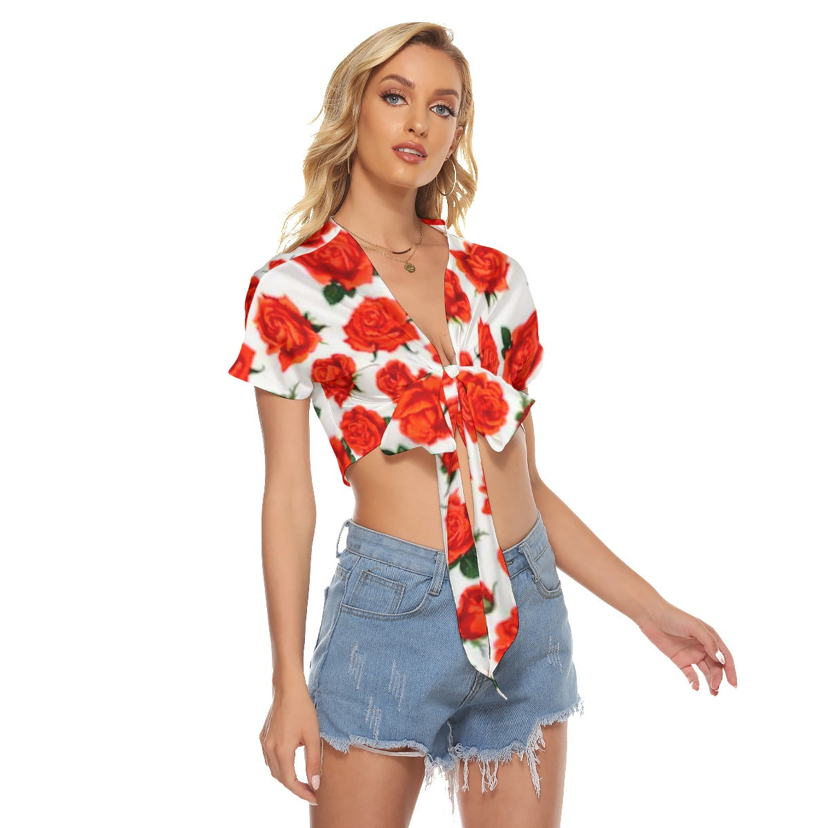 Red Roses Women's Bandage Crop Top