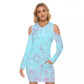 Sky Blue Cute Flower Hooded Tight Dress