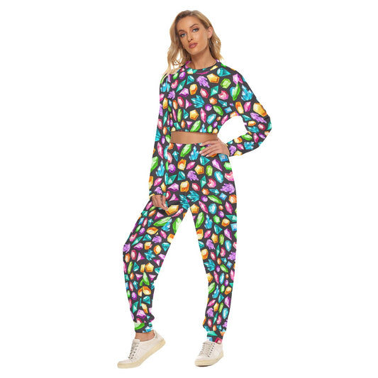 Dropping Jewels Women's Crop Sweatshirt Suit