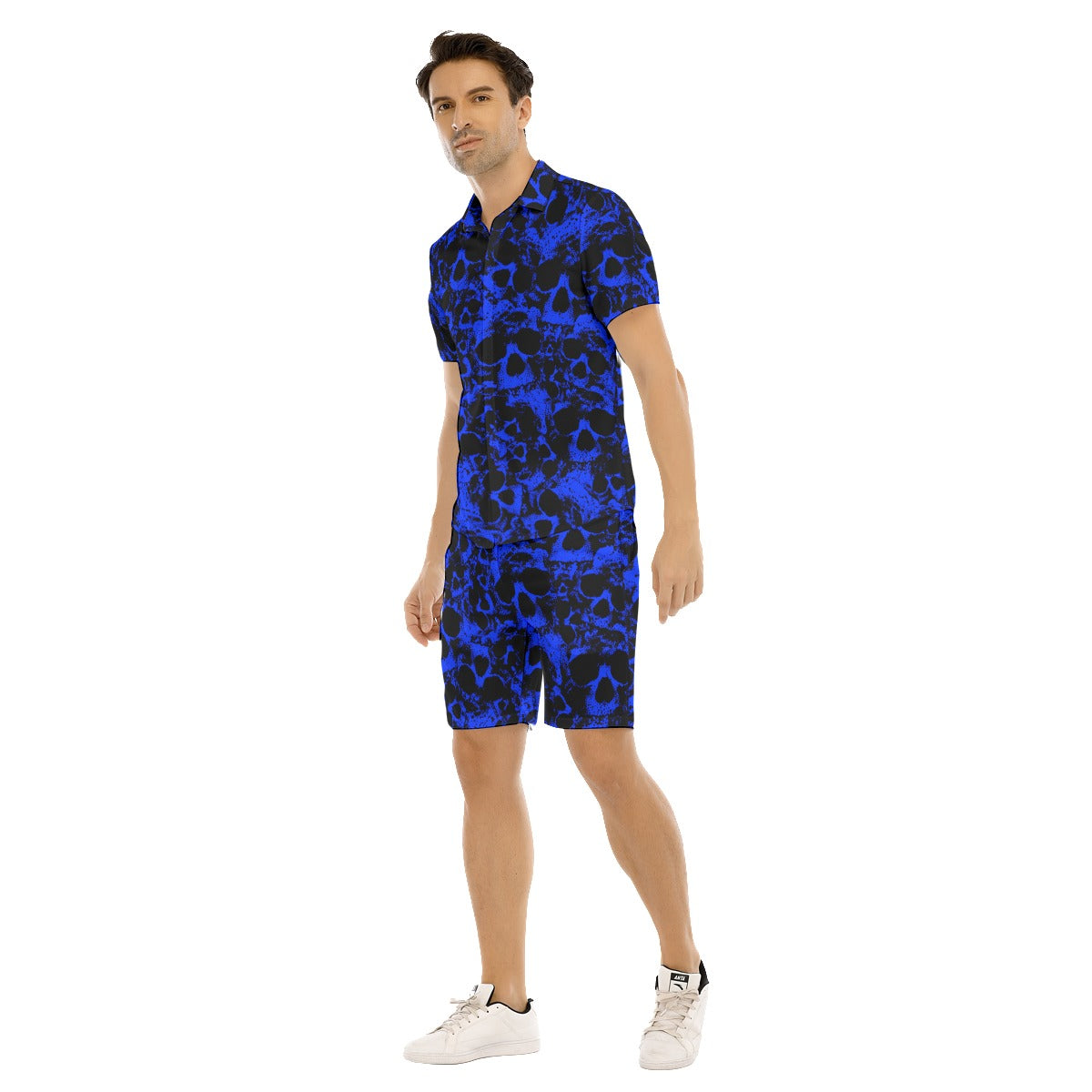 Men's Blue Skull Gang Short Sleeve Shirt Sets