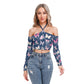 Pink & White Butterflies Women's Halter Lace-up Top