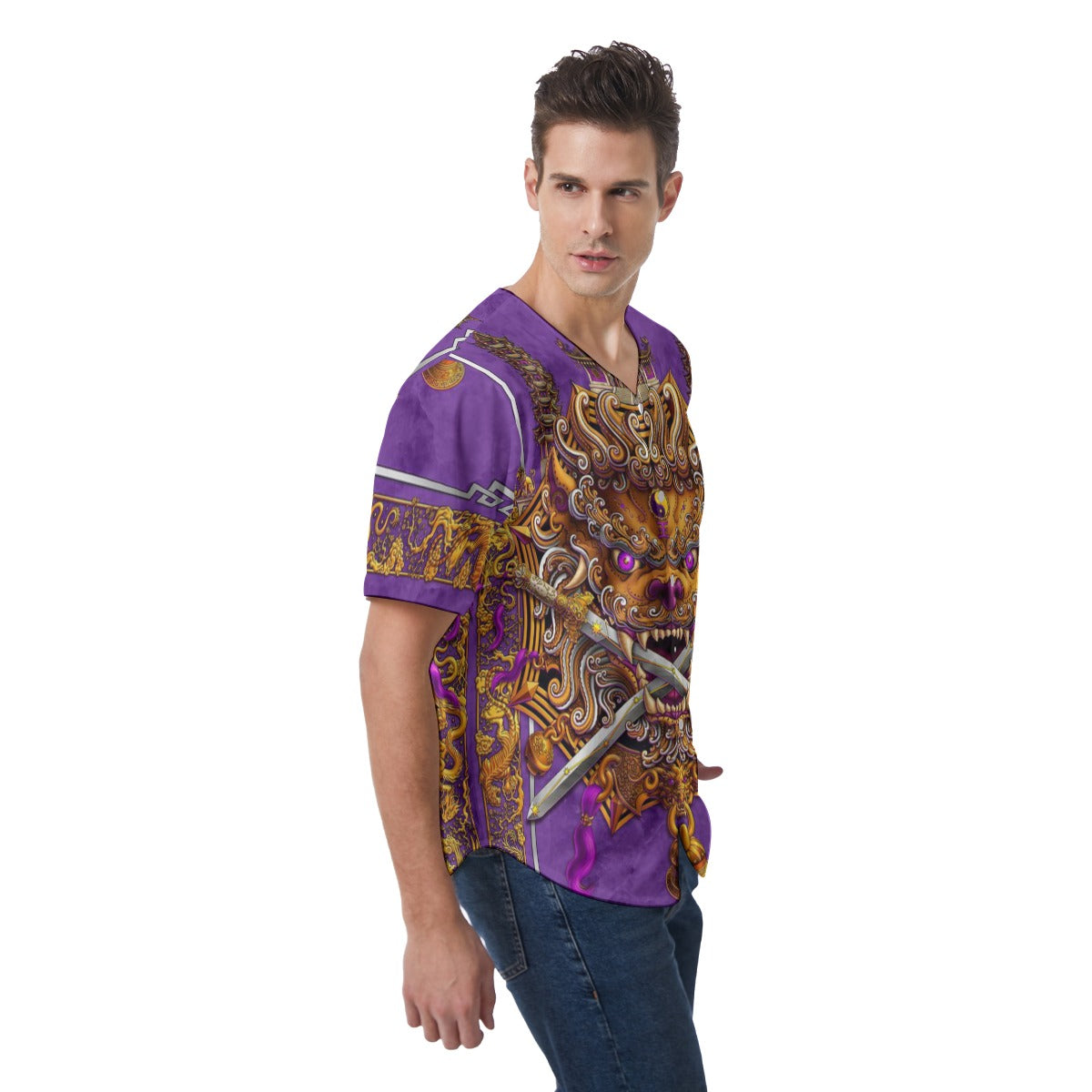 Men's Chinese Dragon Short Sleeve Baseball Jersey