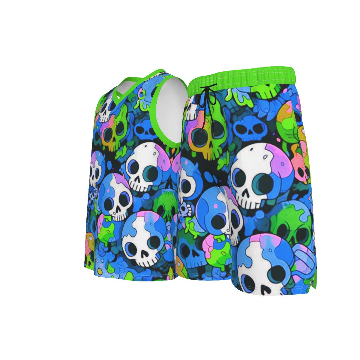 Men's Skull Gang V Neck Basketball Suit